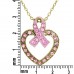 Breast Cancer Awareness Gold Heart Ribbon Neck & Earring Set 106237